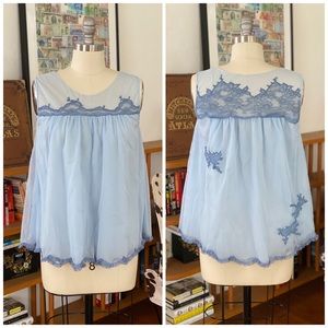 Vintage 60s lace slip top, S